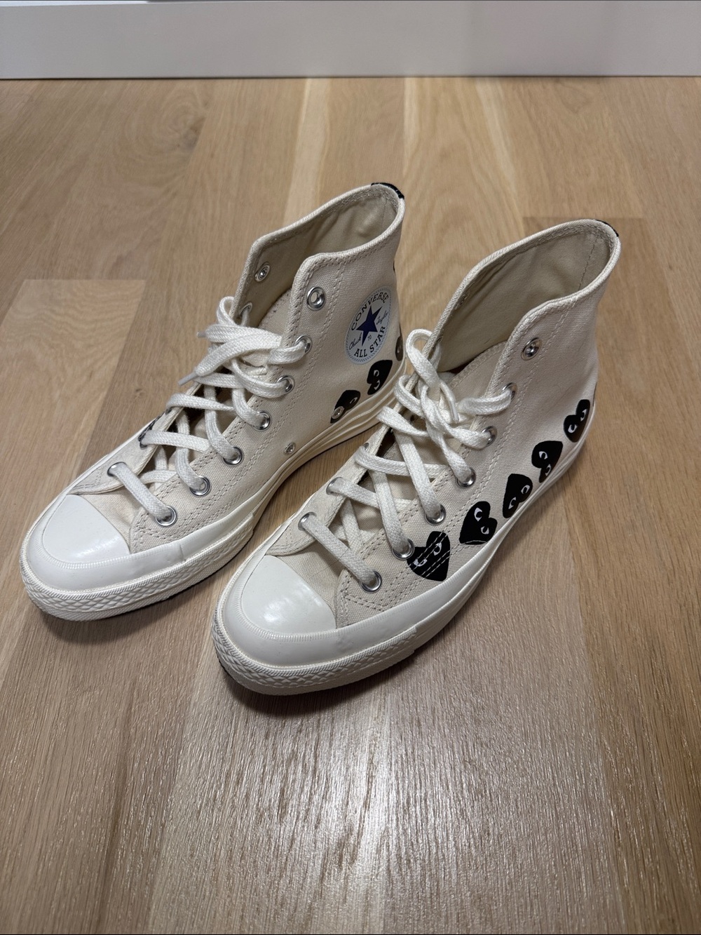 Converse x Comme Des Garçons High Top Canvas Sneakers in Cream women’s size 8